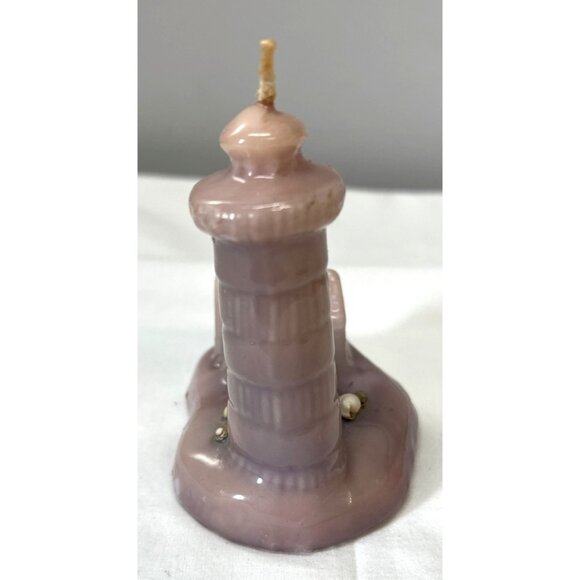 Lighthouse Figurine Candle With Shell & House Design - Picture 3 of 6